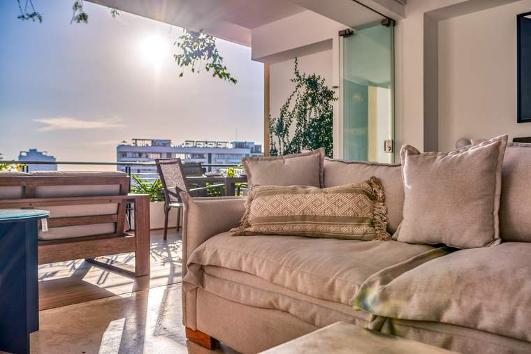 Sofa facing the terrace