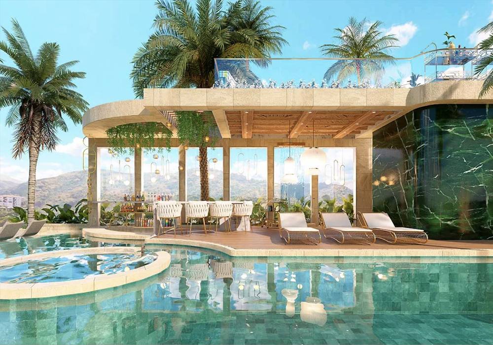 Rooftop pool bar