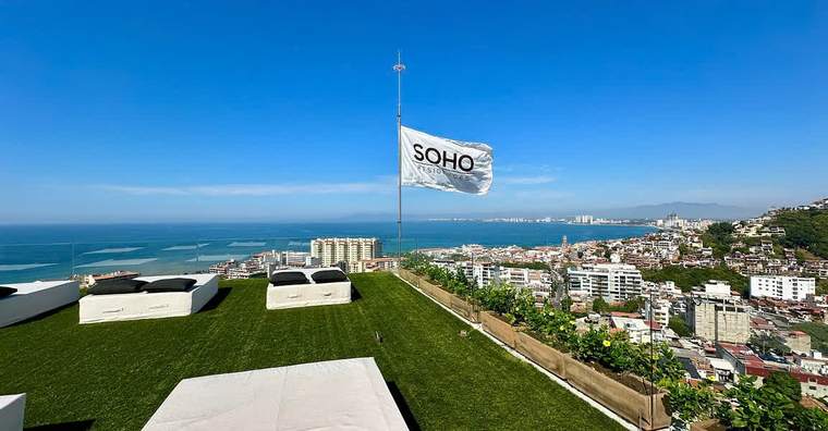 Rooftop lawn with ocean views