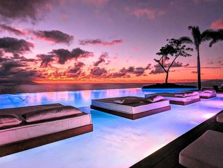 Sunset over the infinity pool