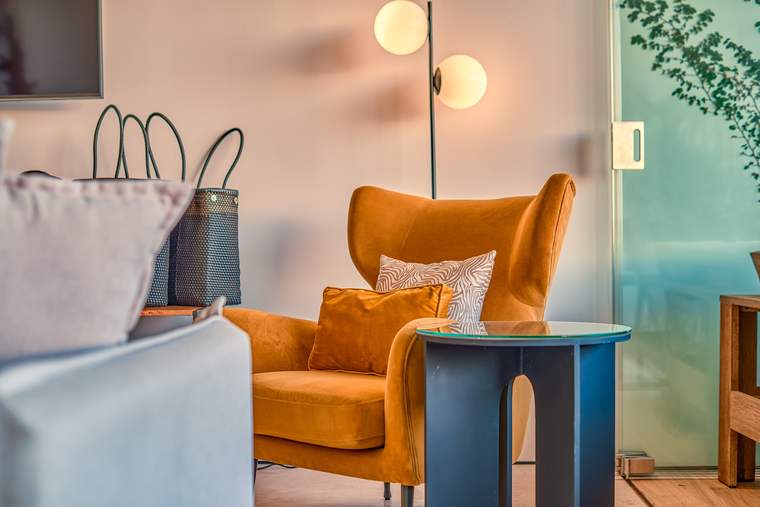 Velvet armchair corner