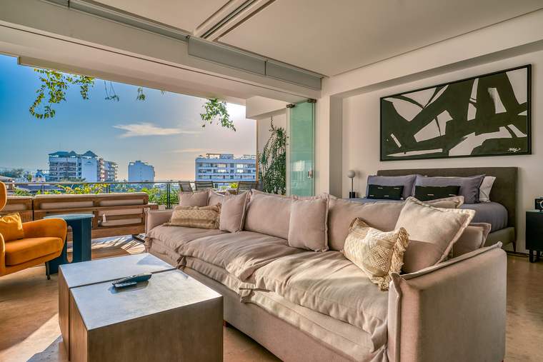 Sofa with city views